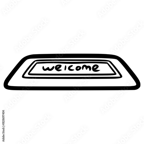 doodle shoes door mat illustration hand drawn outline vector