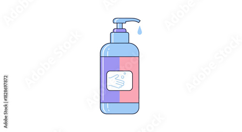 Illustration of a hand sanitizer dispenser emphasizing hygiene and cleanliness