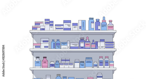 organized shelves filled with an array of pharmaceutical bottles and packaging