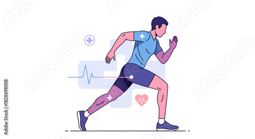 Dynamic illustration of a healthcare professional actively running during