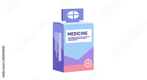 Illustration of a medicine box with a cross symbol emphasizing healthcare and