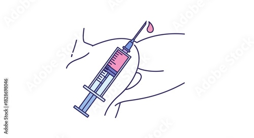 Illustration of a Medical Injection Procedure with Focus on Healthcare
