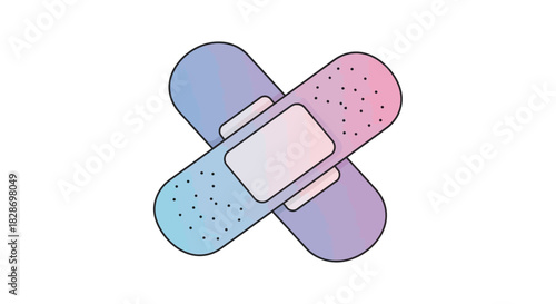 Minimalist Illustration of Overlapping Bandages in Soft Pastel Colors for
