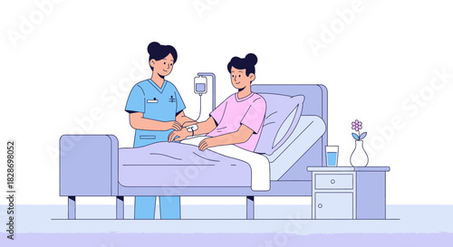Compassionate nurse providing comforting care to patient in hospital room