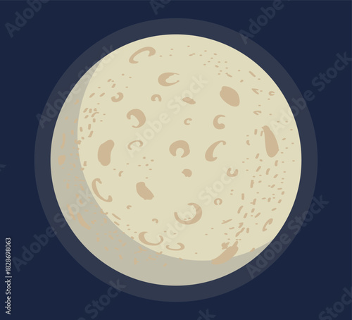 Full cratered moon image on a dark background. Detailed moon picture with craters. Moonlight.