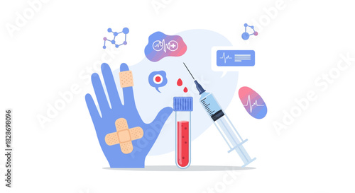Innovative Medical Laboratory Testing and Diagnostic Tools Illustration