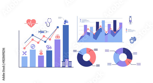 comprehensive health and medical data analysis visual with charts and icons