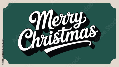 Retro styled merry christmas greeting with long shadows