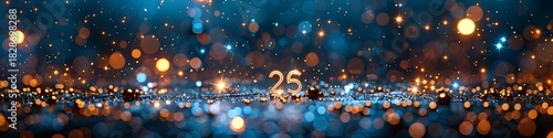 Panoramic Celebration of 25th Anniversary with Glittering Lights