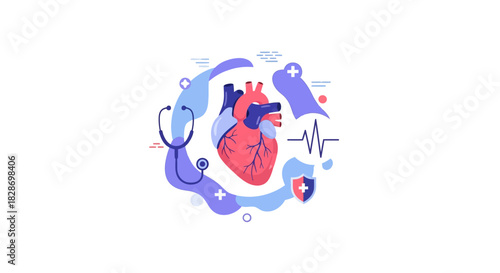Innovative Heart and Cardiology Icon Representing Circulatory System with