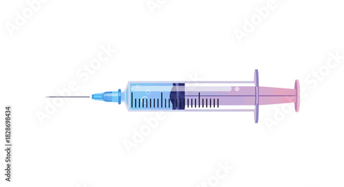 Detailed illustration of a modern medical syringe with accurate components and