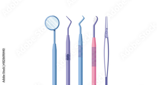 Collection of dental tools for oral health procedures and hygiene maintenance