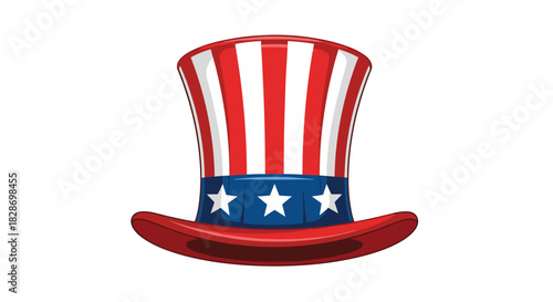 Patriotic Uncle Sam top hat with the stars and stripes of the American flag.