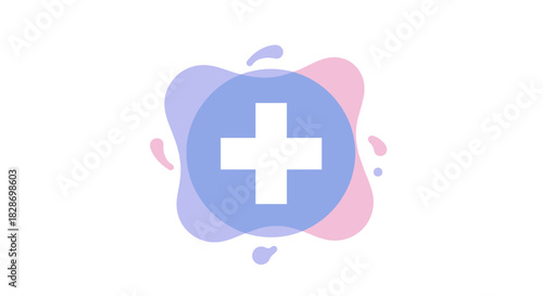 Medical cross symbol with abstract colorful background representing healthcare