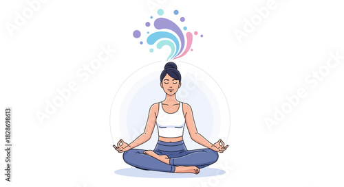 Serene young woman practicing meditation in a peaceful indoor setting with