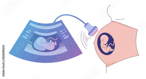 digital ultrasound scan depicting fetal development inside womb with medical