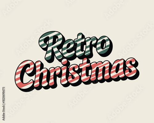 Retro christmas text design with striped letters