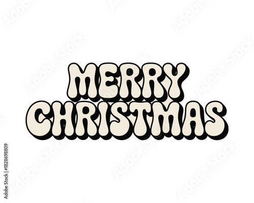 Retro merry christmas bubble lettering