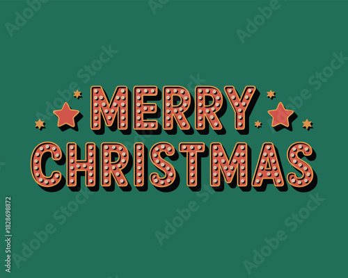 Retro marquee merry christmas holiday greeting