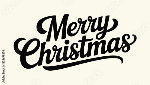 Classic merry christmas script typography with distressed border