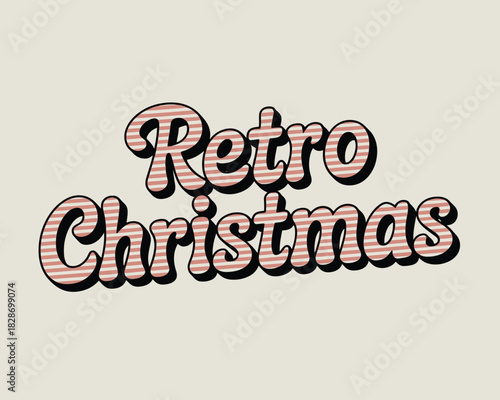 Retro christmas text with striped design