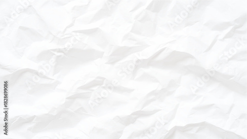 Crumpled white paper texture with intricate folds and creases background Vector, illustration