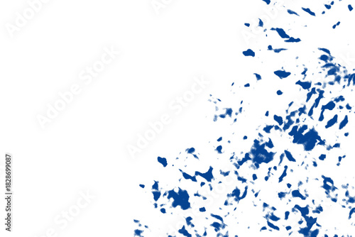 Blue abstract splash texture design element on transparent isolated background
