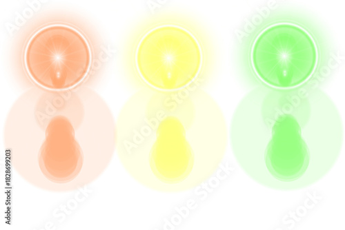 Set of transparent color circles with glow effect for design element