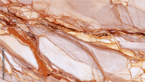 Natural marble texture with intricate reddish-brown veins and white background Vector, illustration