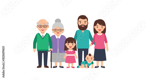 A happy family enjoys a camping trip with a tent and a warm campfire.