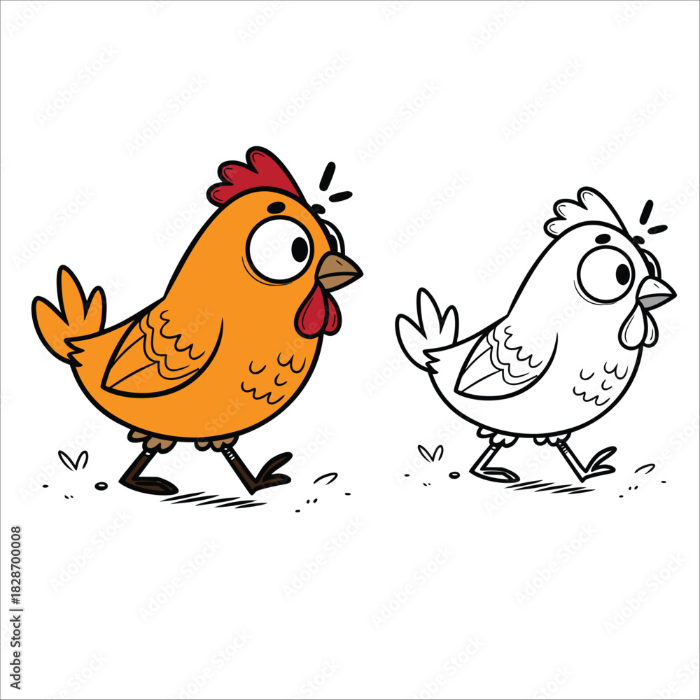 Naklejka premium Coloring Book For Kid Hen Image Vector