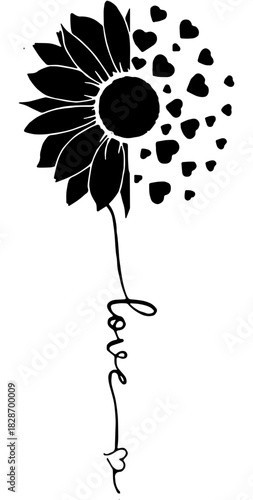 Love illustration of a sunflower
