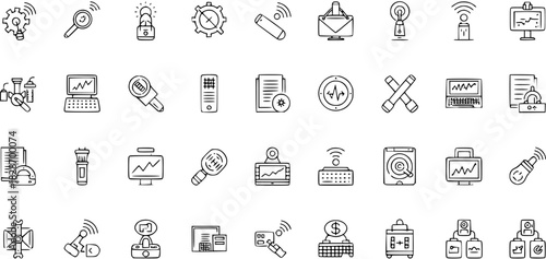 Set of Doodle Style Network and Technology Related Vector Icons