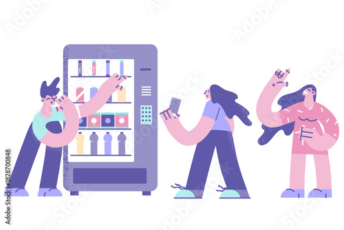 Buying food in grocery machine concept