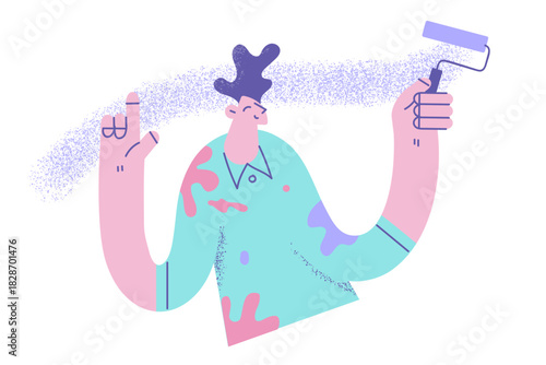 Making renovation and coloring walls concept.