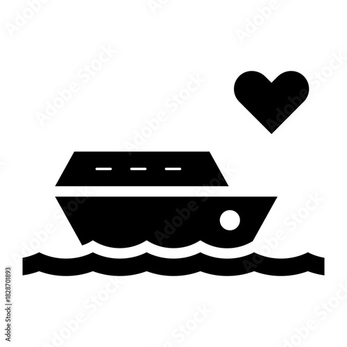 honeymoon on a cruise ship glyph icon