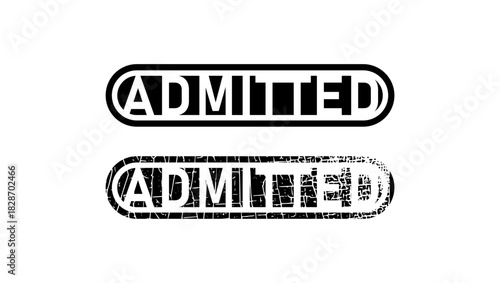 Admitted-stamp symbol, black isolated silhouette