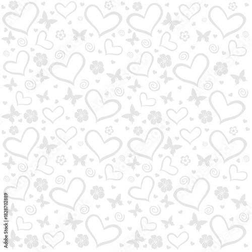 Beautiful Seamless pattern with hearts. Background romantic design. For greeting cards and invitations of the wedding, birthday, Valentine's Day, mother's day.  Vector Illustration 