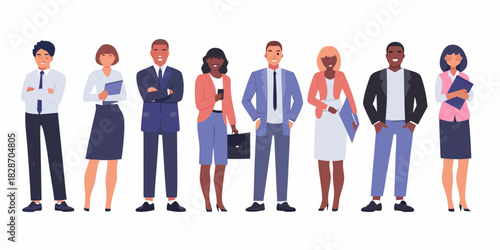 Diverse group of business professionals standing together illustration