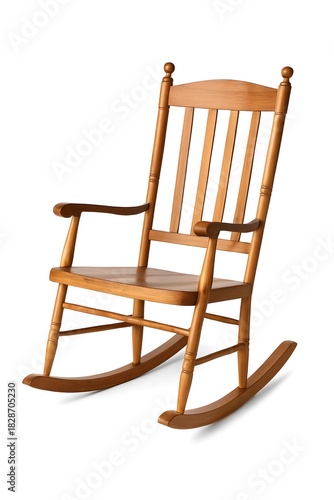 wooden rocking chair isolated on white background