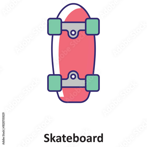 Skateboard Vector icon which can easily modify or edit