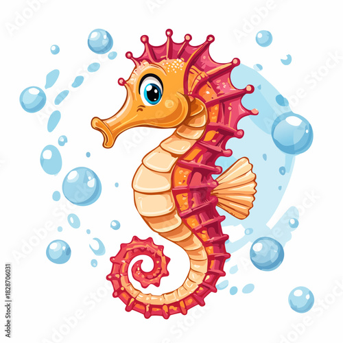 Seepferdchen - Cartoon Comic Stil