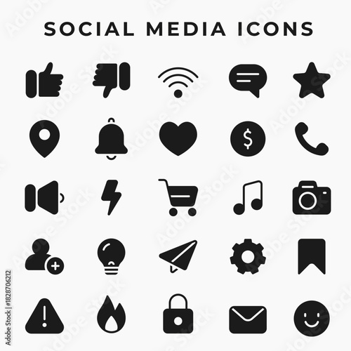 Collection of filled social media icons in various colors