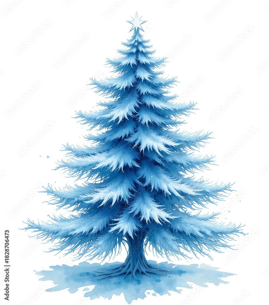Obraz premium Soft Blue Watercolor Christmas Tree