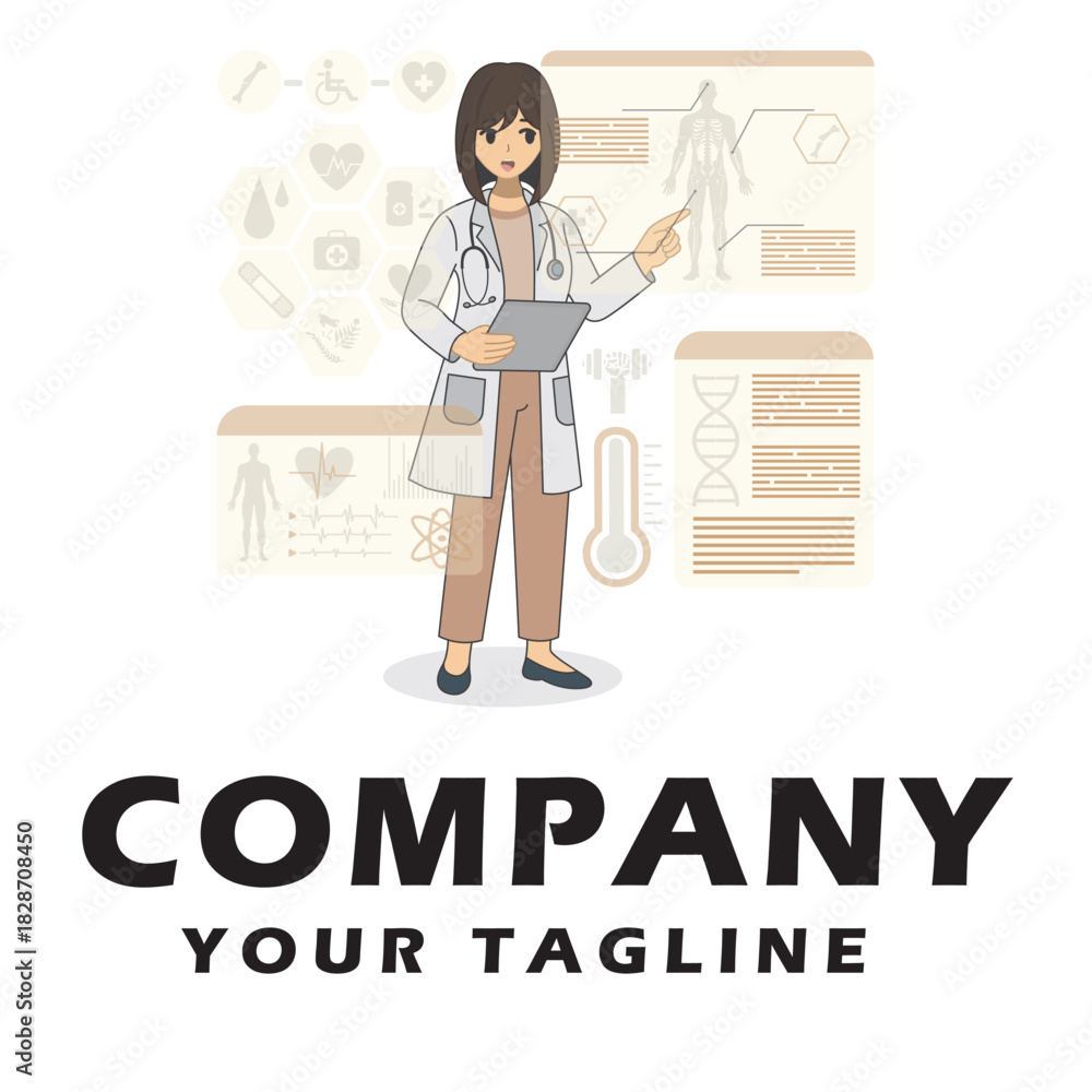 Naklejka premium Future Health & Biotech logo vector illustration editable 