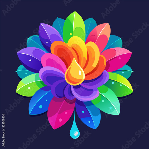 Colorful flower with sparkling dew drops  nature's vibrant hues