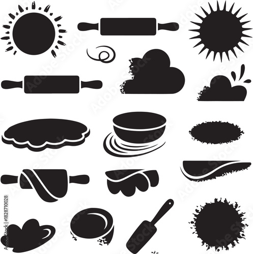Baking Icons Set in Black and White for Culinary Designs