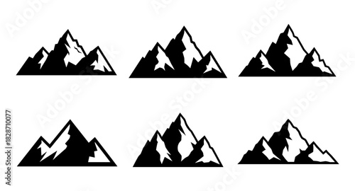 Minimalist mountain silhouettes collection for outdoor adventure designs