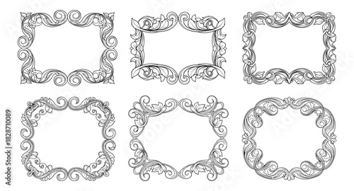 Elegant ornate frames set with vintage baroque floral design