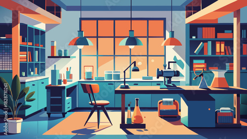 Inspiring creative workspace for innovation and design, inviting studio for artists and makers, perfect for showcasing a modern, organized interior